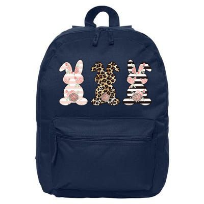 Three Floral Stylish Bunnies 16 in Basic Backpack