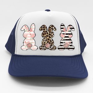 Three Floral Stylish Bunnies Trucker Hat