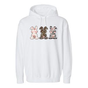 Three Floral Stylish Bunnies Garment-Dyed Fleece Hoodie