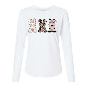 Three Floral Stylish Bunnies Womens Cotton Relaxed Long Sleeve T-Shirt