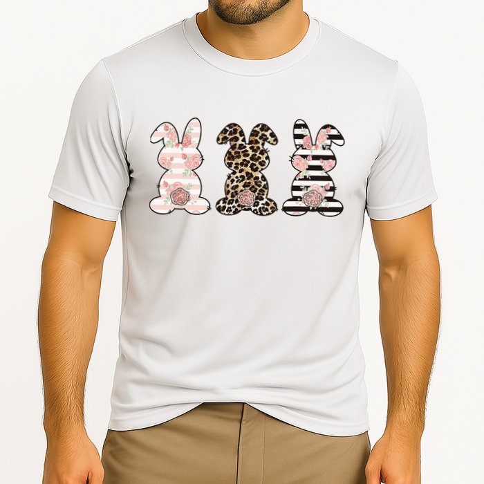 Three Floral Stylish Bunnies Cooling Performance Crew T-Shirt