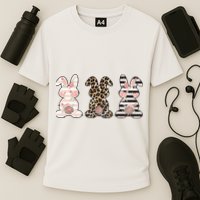 Three Floral Stylish Bunnies Cooling Performance Crew T-Shirt