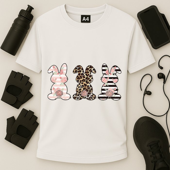 Three Floral Stylish Bunnies Cooling Performance Crew T-Shirt