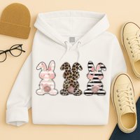 Three Floral Stylish Bunnies Hoodie