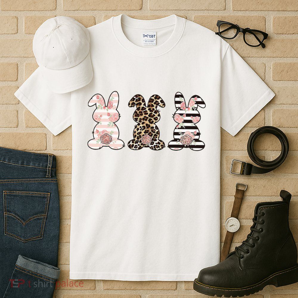 Three Floral Stylish Bunnies Tall T-Shirt