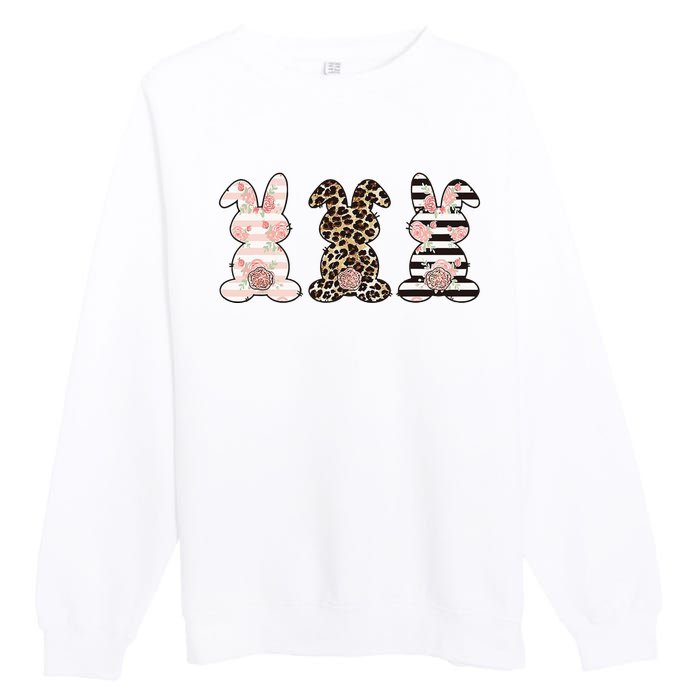 Three Floral Stylish Bunnies Premium Crewneck Sweatshirt