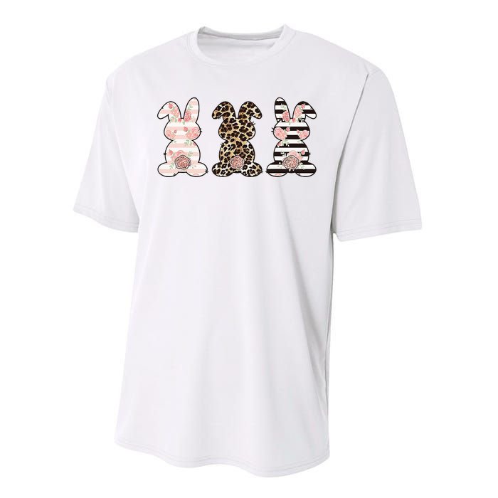 Three Floral Stylish Bunnies Performance Sprint T-Shirt