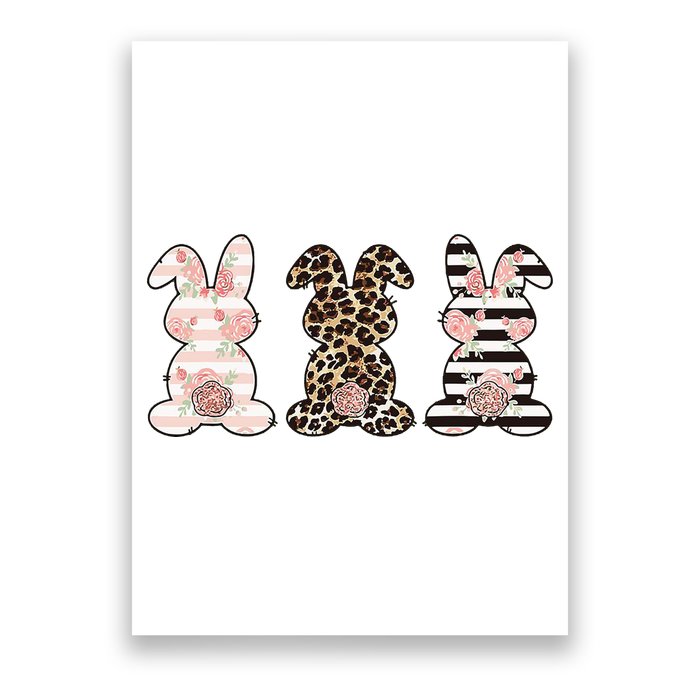 Three Floral Stylish Bunnies Poster