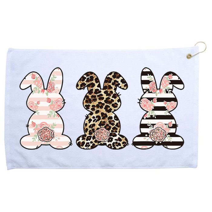 Three Floral Stylish Bunnies Grommeted Golf Towel