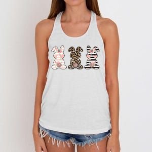 Three Floral Stylish Bunnies Women's Knotted Racerback Tank