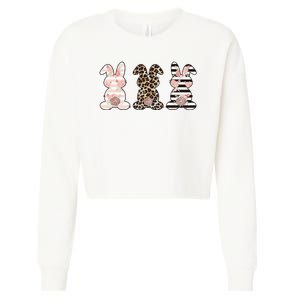 Three Floral Stylish Bunnies Cropped Pullover Crew