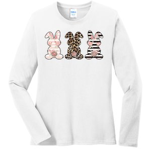 Three Floral Stylish Bunnies Ladies Long Sleeve Shirt