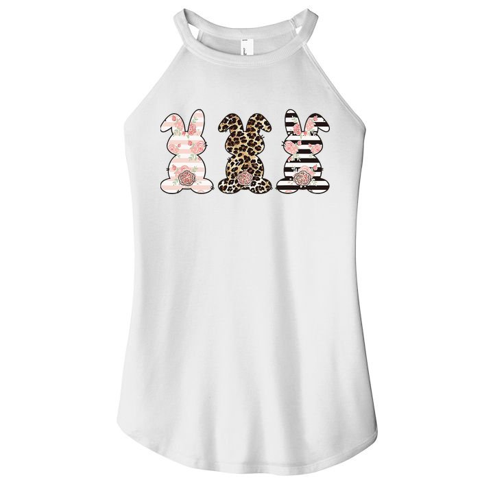 Three Floral Stylish Bunnies Women's Perfect Tri Rocker Tank