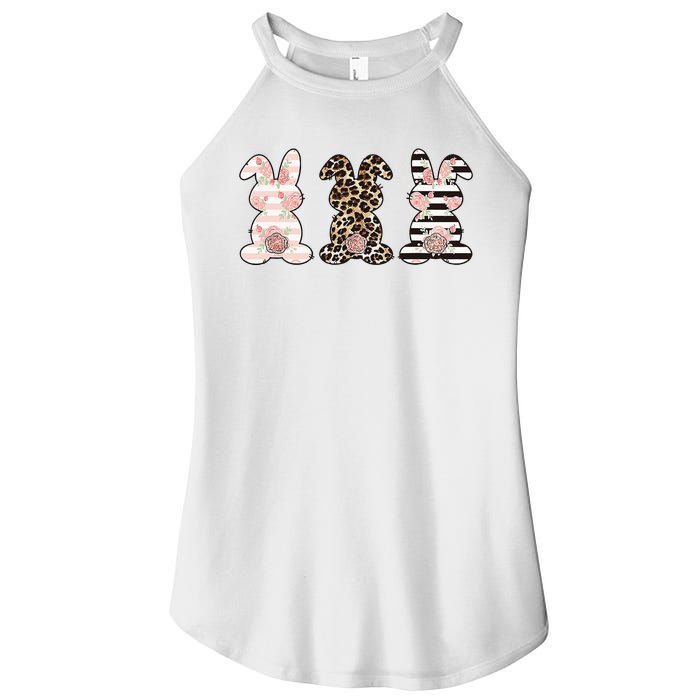 Three Floral Stylish Bunnies Women's Perfect Tri Rocker Tank