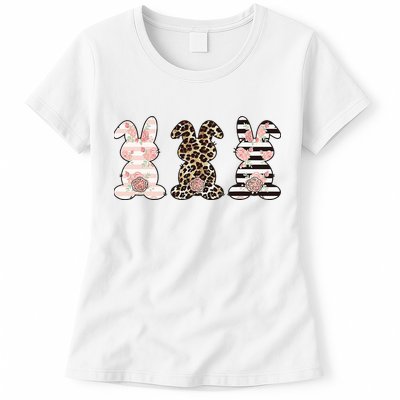 Three Floral Stylish Bunnies Womens T-Shirt