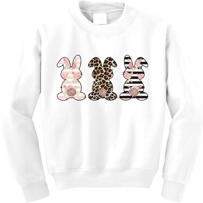 Three Floral Stylish Bunnies Kids Sweatshirt
