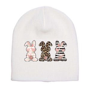 Three Floral Stylish Bunnies Short Acrylic Beanie