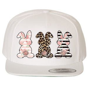 Three Floral Stylish Bunnies Wool Snapback Cap