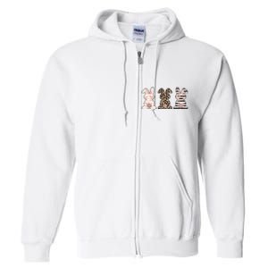 Three Floral Stylish Bunnies Full Zip Hoodie