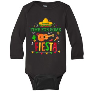 Time For Some Fiesta For Mexican Cinco De Mayo Costume Party Baby Long Sleeve Bodysuit