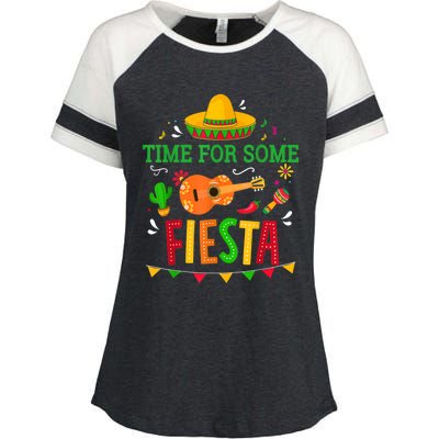 Time For Some Fiesta For Mexican Cinco De Mayo Costume Party Enza Ladies Jersey Colorblock Tee