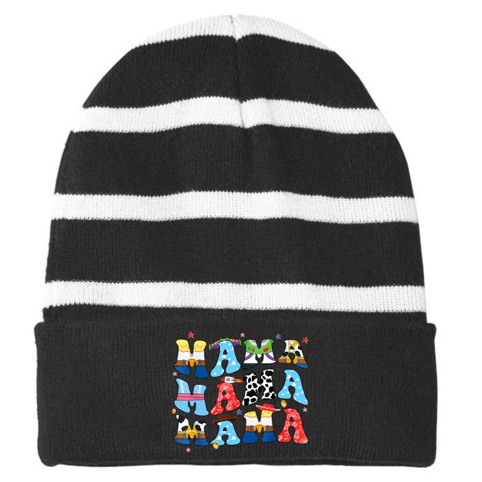 Toy Funny Story Mama Boy Mom MotherS Day Striped Beanie with Solid Band