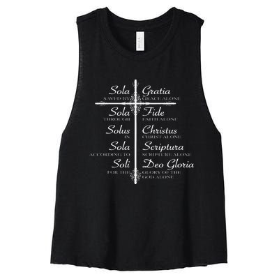 The Five Solas Cute Christian Movement Women's Racerback Cropped Tank