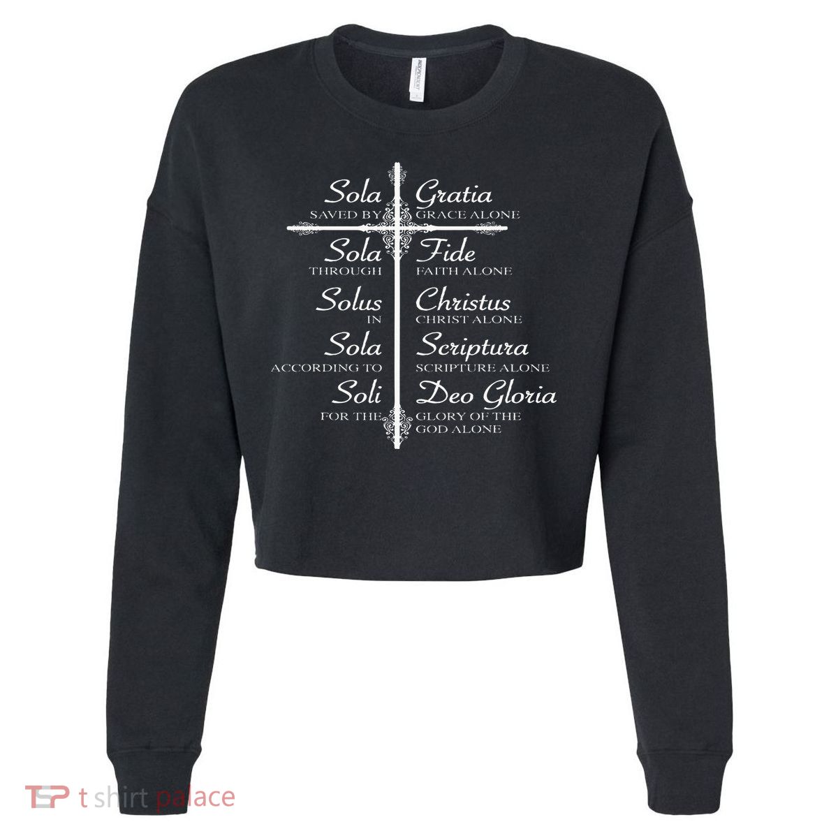 The Five Solas Cute Christian Movement Cropped Pullover Crew