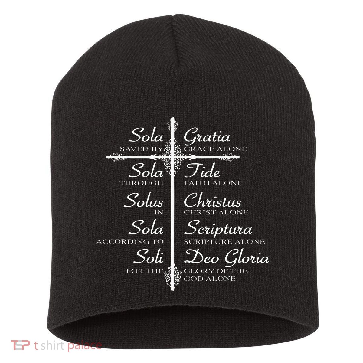 The Five Solas Cute Christian Movement Short Acrylic Beanie