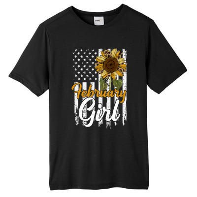 Tu February Sunflower Birthday Costume America Flag Gift Tall Fusion ChromaSoft Performance T-Shirt