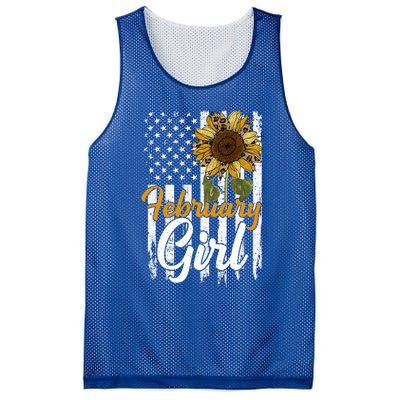 Tu February Sunflower Birthday Costume America Flag Gift Mesh Reversible Basketball Jersey Tank