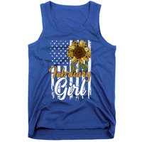 Tu February Sunflower Birthday Costume America Flag Gift Tank Top