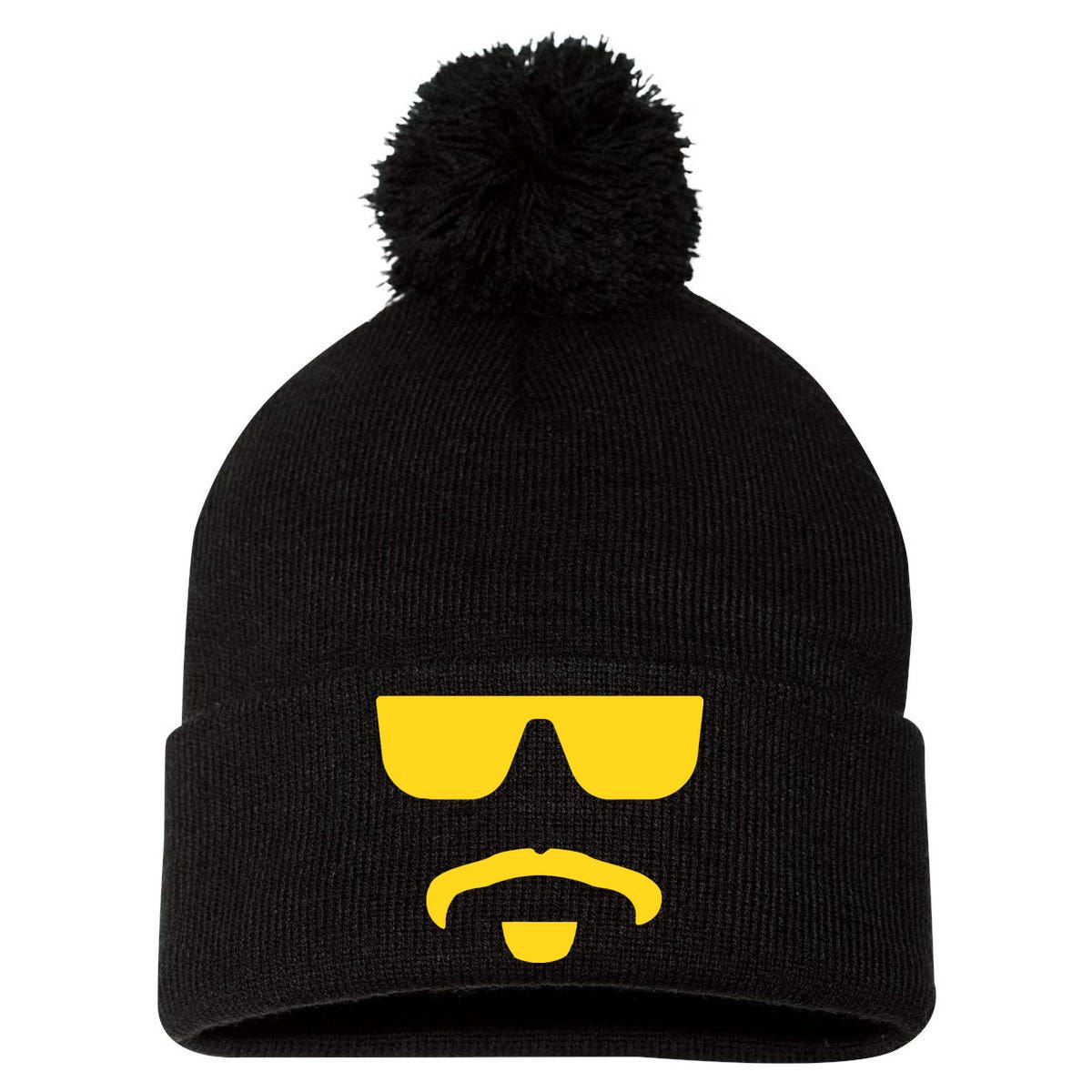Travinski Funny Sunglasses And Goatee Meme Louisiana Pom Pom 12in Knit Beanie