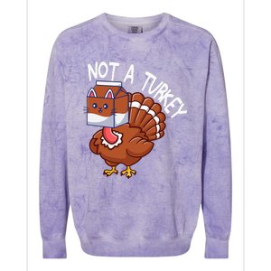 Thanksgiving Funny Turkey Fake Cat Kids Colorblast Crewneck Sweatshirt