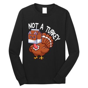 Thanksgiving Funny Turkey Fake Cat Kids Long Sleeve Shirt