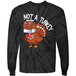 Thanksgiving Funny Turkey Fake Cat Kids Tie-Dye Long Sleeve Shirt