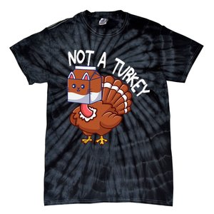 Thanksgiving Funny Turkey Fake Cat Kids Tie-Dye T-Shirt