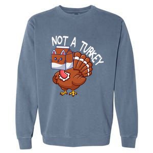 Thanksgiving Funny Turkey Fake Cat Kids Garment-Dyed Sweatshirt