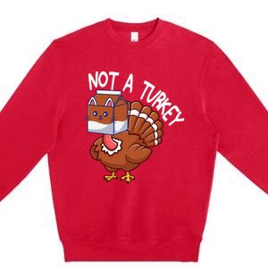 Thanksgiving Funny Turkey Fake Cat Kids Premium Crewneck Sweatshirt