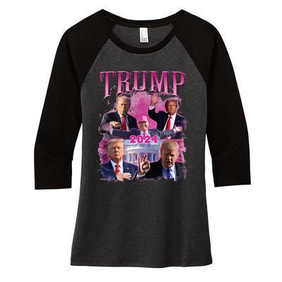 Teamsters For Trump 2024 Women's Tri-Blend 3/4-Sleeve Raglan Shirt