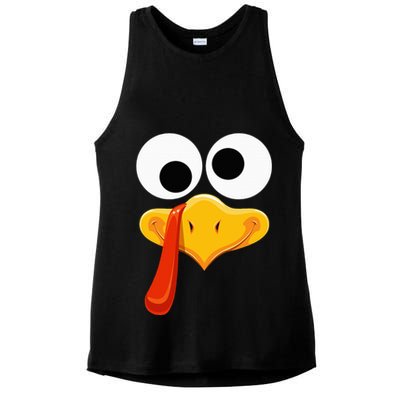 Turkey Face Thanksgiving Costume Family Outfits Matching Fun Ladies PosiCharge Tri-Blend Wicking Tank