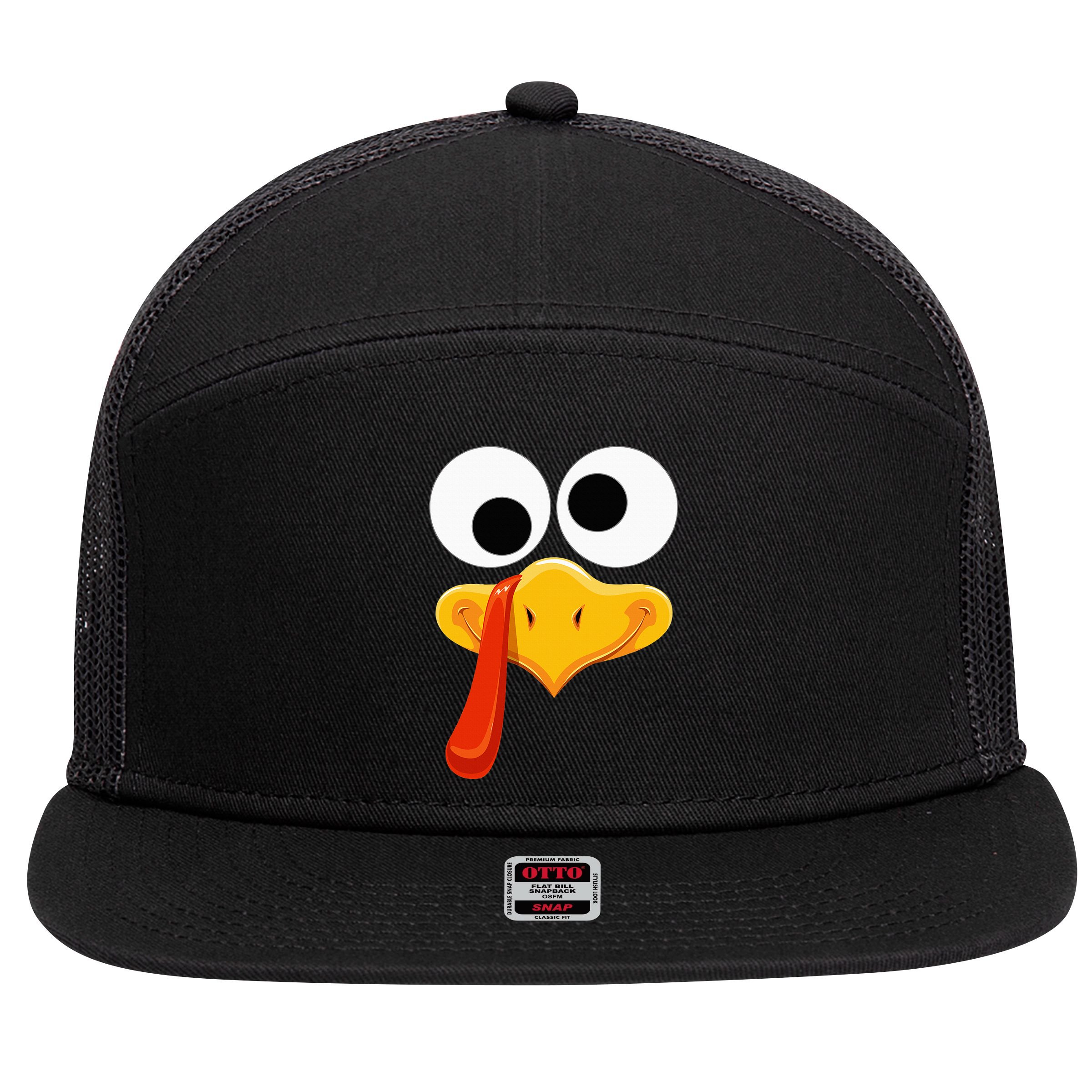 Turkey Face Thanksgiving Costume Family Outfits Matching Fun 7 Panel Mesh Trucker Snapback Hat