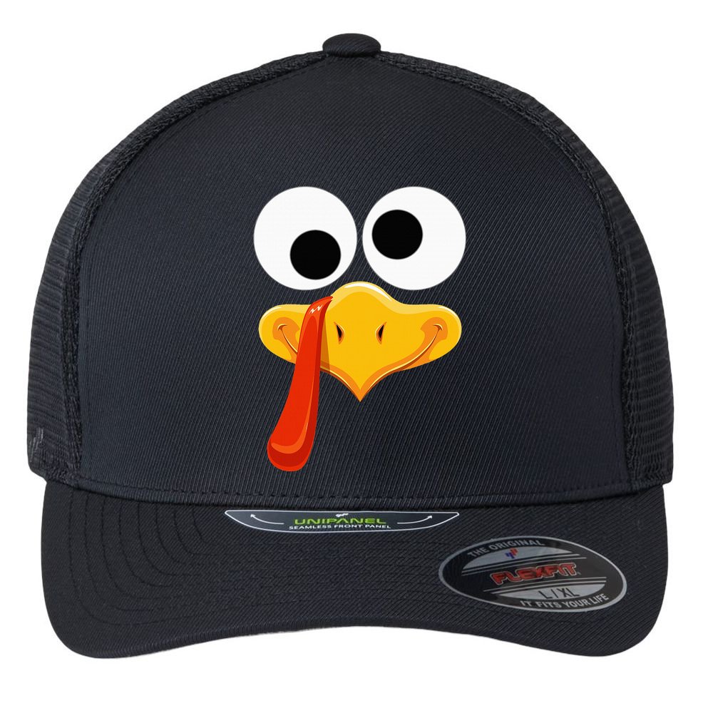 Turkey Face Thanksgiving Costume Family Outfits Matching Fun Flexfit Unipanel Trucker Cap