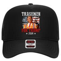 Trashmen For Trump 2024 Funny Election Garbageman Garbage High Crown Mesh Back Trucker Hat