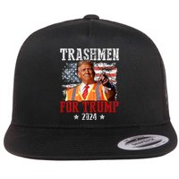 Trashmen For Trump 2024 Funny Election Garbageman Garbage Flat Bill Trucker Hat