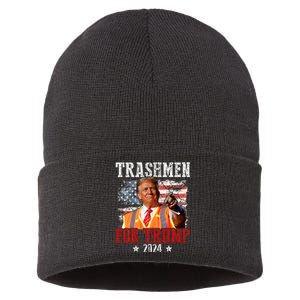 Trashmen For Trump 2024 Funny Election Garbageman Garbage Sustainable Knit Beanie