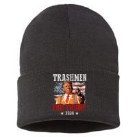 Trashmen For Trump 2024 Funny Election Garbageman Garbage Sustainable Knit Beanie