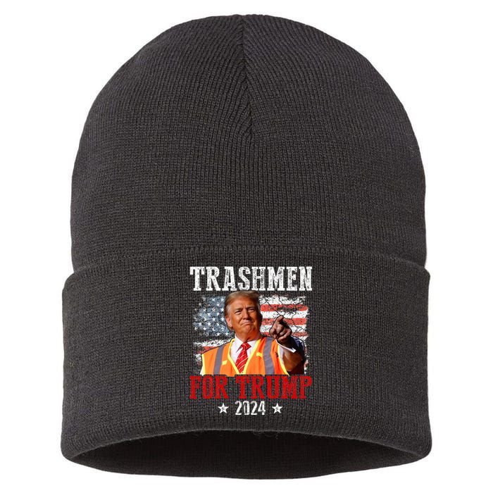 Trashmen For Trump 2024 Funny Election Garbageman Garbage Sustainable Knit Beanie