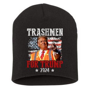 Trashmen For Trump 2024 Funny Election Garbageman Garbage Short Acrylic Beanie