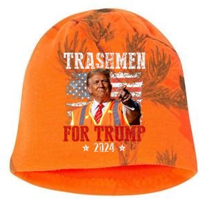 Trashmen For Trump 2024 Funny Election Garbageman Garbage Kati - Camo Knit Beanie